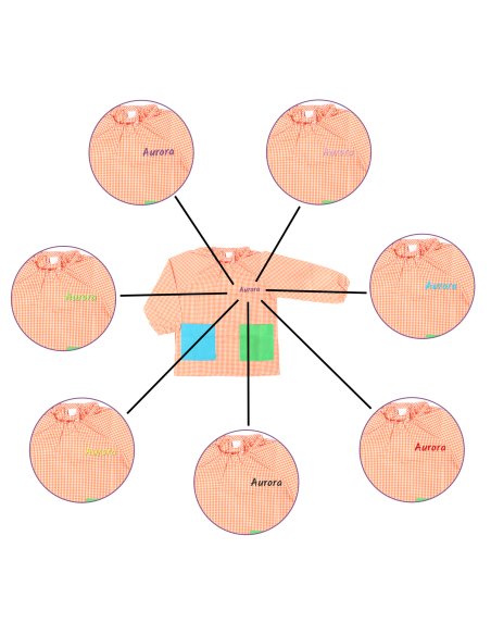 Bata Escolar Nombre Bordado Personalizable, Babi para Colegio Sin Botones, Elástica en Puño y Cuello 2 Bolsillos