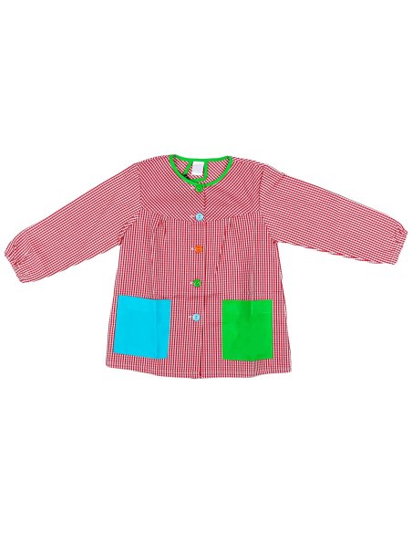 Bata Escolar Nombre Bordado Personalizable Infantil Multicolor, Baby Infantil de Cuadros pequeños