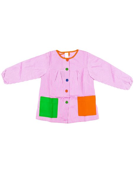 Bata Escolar Nombre Bordado Personalizable Infantil Multicolor, Baby Infantil de Cuadros pequeños