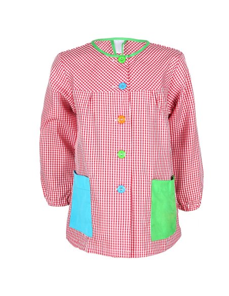 Bata Escolar Nombre Bordado Personalizable Infantil Multicolor, Baby Infantil de Cuadros pequeños