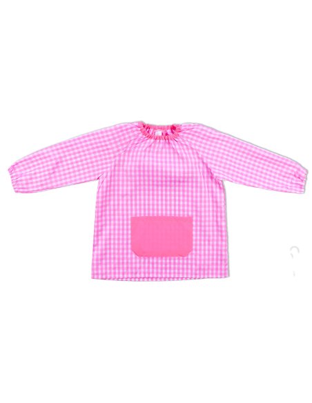 Bata Escolar Nombre Bordado Personalizable Infantil, Babi para Colegio Infantil Sin Botones Elástica en Puño y Cuello