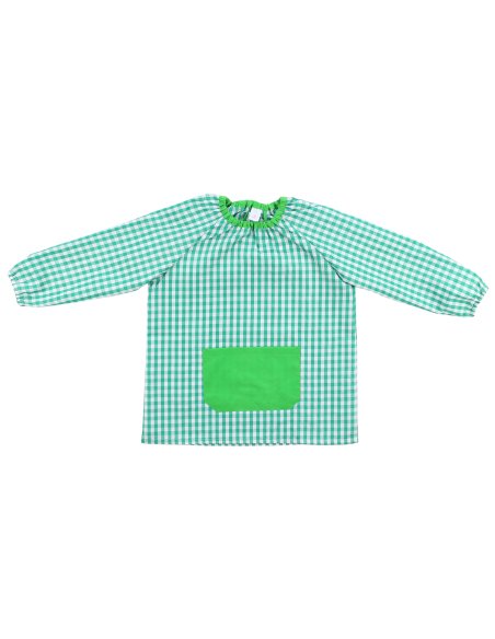 Bata Escolar Nombre Bordado Personalizable Infantil, Babi para Colegio Infantil Sin Botones Elástica en Puño y Cuello