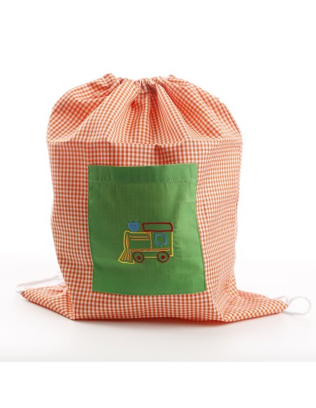 Mochila saco nombre bordado personalizable para guardería mochila escolar de cuardros