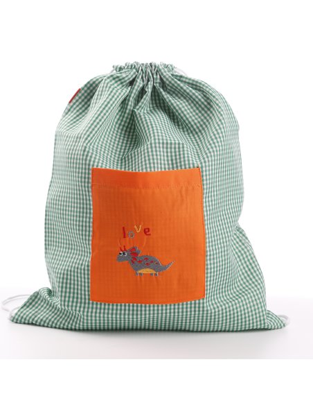Mochila saco nombre bordado personalizable para guardería mochila escolar de cuardros