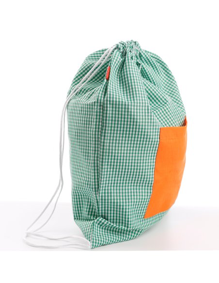 Mochila saco nombre bordado personalizable para guardería mochila escolar de cuardros