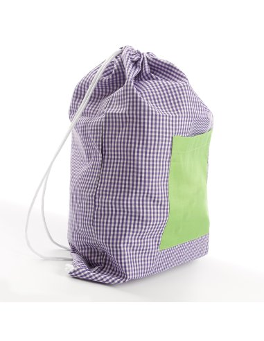 Mochila saco nombre bordado personalizable para guardería mochila escolar  de cuardros