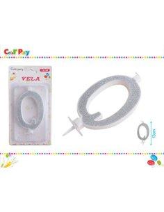 Vela cumpleaños plateada...