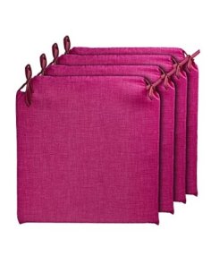 TIENDA EURASIA® Pack 4 Cojines para Sillas - Estampados Lisos con 2 Cintas de Sujeción - Ideal para Interiores y Exteriores -