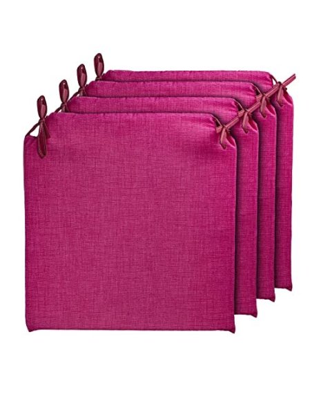 TIENDA EURASIA® Pack 4 Cojines para Sillas - Estampados Lisos con 2 Cintas de Sujeción - Ideal para Interiores y Exteriores -