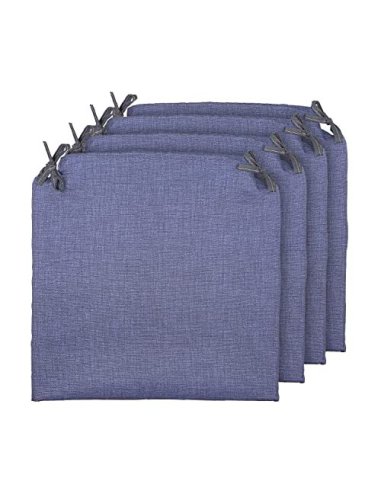 TIENDA EURASIA® Pack 4 Cojines para Sillas - Estampados Lisos con 2 Cintas de Sujeción - Ideal para Interiores y Exteriores -
