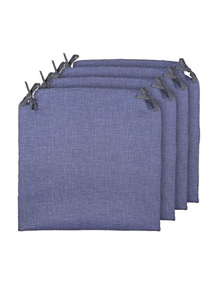 TIENDA EURASIA® Pack 4 Cojines para Sillas - Estampados Lisos con 2 Cintas de Sujeción - Ideal para Interiores y Exteriores -