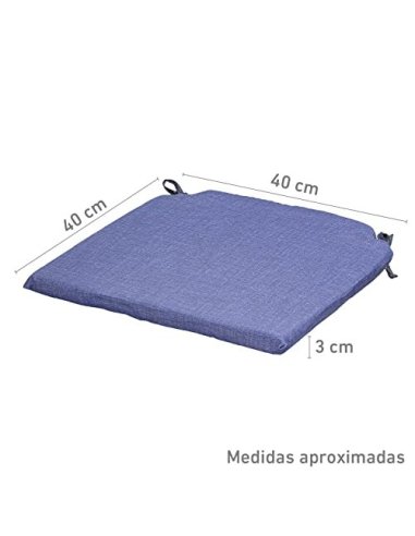 TIENDA EURASIA® Pack 4 Cojines para Sillas - Estampados Lisos con 2 Cintas de Sujeción - Ideal para Interiores y Exteriores -