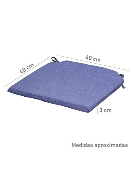 TIENDA EURASIA® Pack 4 Cojines para Sillas - Estampados Lisos con 2 Cintas de Sujeción - Ideal para Interiores y Exteriores -