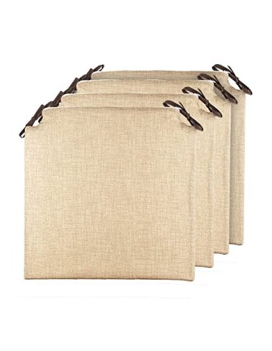 TIENDA EURASIA® Pack 4 Cojines para Sillas - Estampados Lisos con 2 Cintas de Sujeción - Ideal para Interiores y Exteriores -