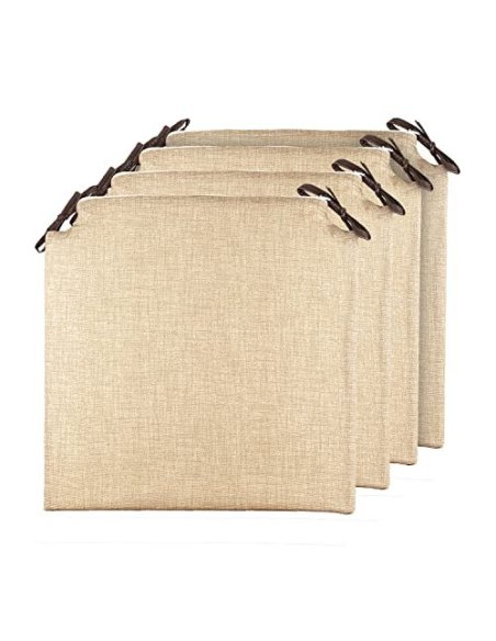 TIENDA EURASIA® Pack 4 Cojines para Sillas - Estampados Lisos con 2 Cintas de Sujeción - Ideal para Interiores y Exteriores -