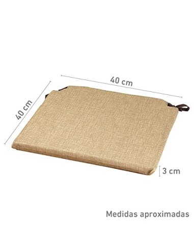 TIENDA EURASIA® Pack 4 Cojines para Sillas - Estampados Lisos con 2 Cintas de Sujeción - Ideal para Interiores y Exteriores -