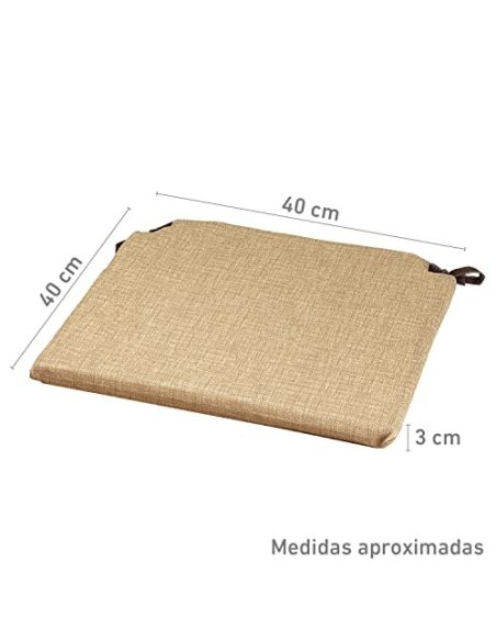 TIENDA EURASIA® Pack 4 Cojines para Sillas - Estampados Lisos con 2 Cintas de Sujeción - Ideal para Interiores y Exteriores -
