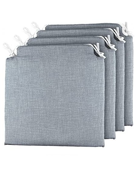 TIENDA EURASIA® Pack 4 Cojines para Sillas - Estampados Lisos con 2 Cintas de Sujeción - Ideal para Interiores y Exteriores -