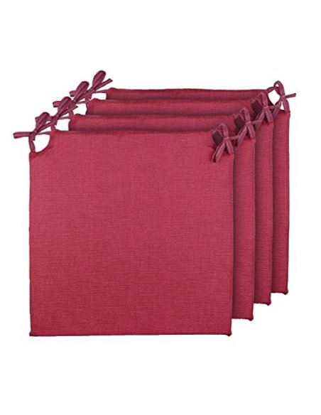 TIENDA EURASIA® Pack 4 Cojines para Sillas - Estampados Lisos con 2 Cintas de Sujeción - Ideal para Interiores y Exteriores -