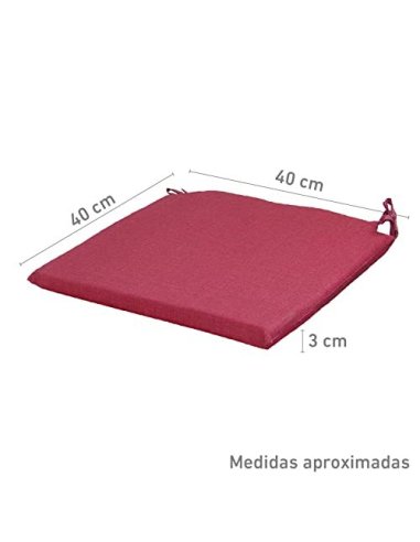 TIENDA EURASIA® Pack 4 Cojines para Sillas - Estampados Lisos con 2 Cintas de Sujeción - Ideal para Interiores y Exteriores -