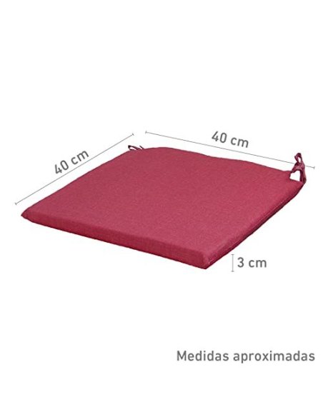 TIENDA EURASIA® Pack 4 Cojines para Sillas - Estampados Lisos con 2 Cintas de Sujeción - Ideal para Interiores y Exteriores -