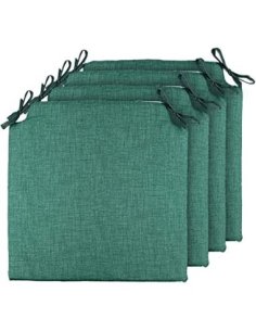 TIENDA EURASIA® Pack 4 Cojines para Sillas - Estampados Lisos con 2 Cintas de Sujeción - Ideal para Interiores y Exteriores -