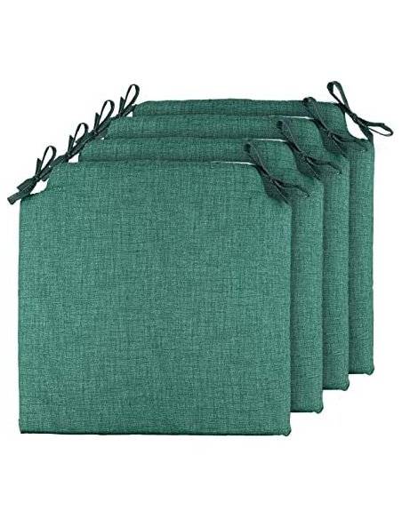 TIENDA EURASIA® Pack 4 Cojines para Sillas - Estampados Lisos con 2 Cintas de Sujeción - Ideal para Interiores y Exteriores -