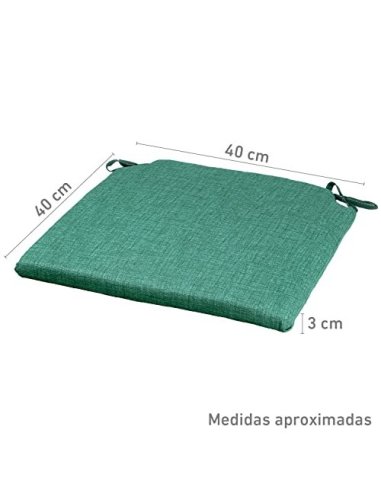 TIENDA EURASIA® Pack 4 Cojines para Sillas - Estampados Lisos con 2 Cintas de Sujeción - Ideal para Interiores y Exteriores -