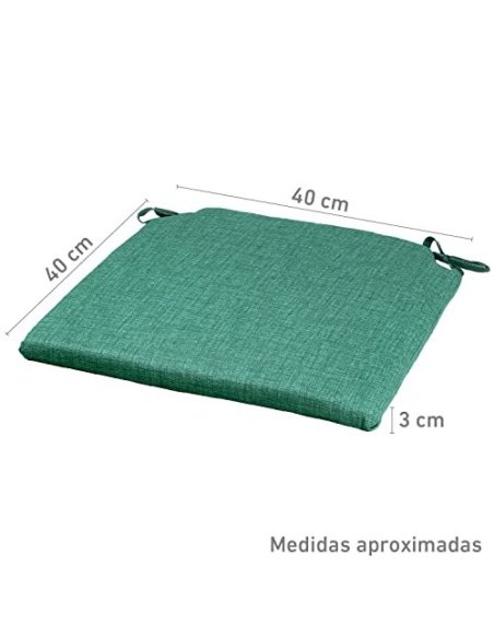 TIENDA EURASIA® Pack 4 Cojines para Sillas - Estampados Lisos con 2 Cintas de Sujeción - Ideal para Interiores y Exteriores -
