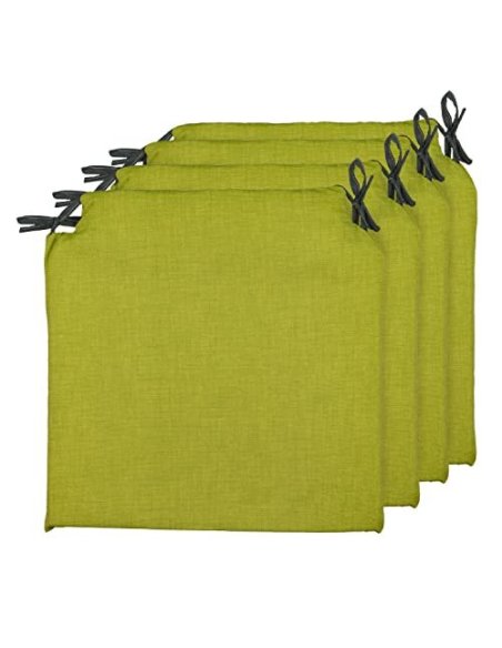 TIENDA EURASIA® Pack 4 Cojines para Sillas - Estampados Lisos con 2 Cintas de Sujeción - Ideal para Interiores y Exteriores -