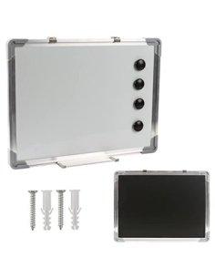 Pizarra Blanca Magnética con Marco de Aluminio y Bandeja para Rotuladores Para Uso Profesional e Infantil - Doble Cara 30x40 