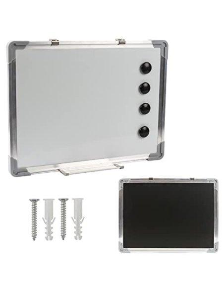 Pizarra Blanca Magnética con Marco de Aluminio y Bandeja para Rotuladores Para Uso Profesional e Infantil - Doble Cara 30x40 