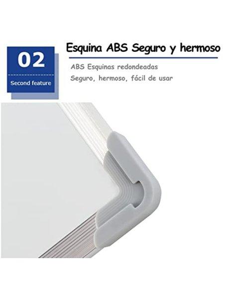 Pizarra Blanca Magnética con Marco de Aluminio y Bandeja para Rotuladores Para Uso Profesional e Infantil - 40x60 cm