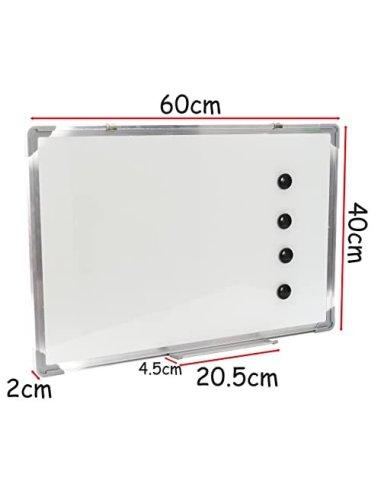 Pizarra Blanca Magnética con Marco de Aluminio y Bandeja para Rotuladores Para Uso Profesional e Infantil - 40x60 cm