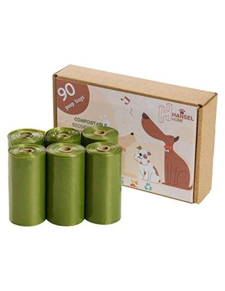 90 Bolsas Caca Perro Biodegradables, Bolsas Biodegradables para Excrementos Perros, Gatos, Mascotas, Resistente, Prueba de Fu