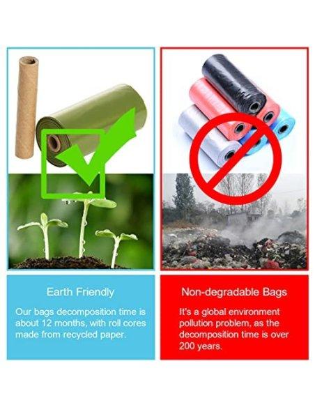 360 Bolsas Caca Perro Biodegradables, Bolsas Biodegradables para Excrementos Perros, Gatos, Mascotas, Resistente, Prueba de F