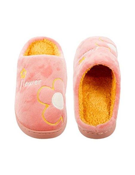 Zapatillas de Estar por Casa para Mujer Zapatillas Casa Invierno Tejido Suave, Estilo Flor Color Carne 36