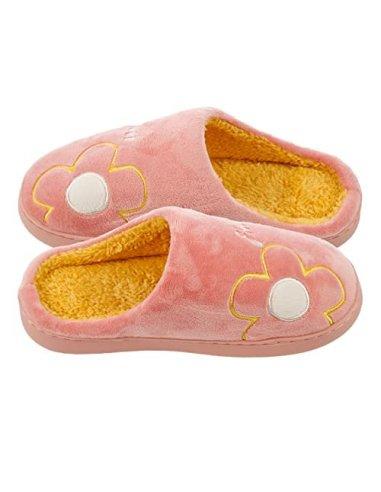 Zapatillas de Estar por Casa para Mujer Zapatillas Casa Invierno Tejido Suave, Estilo Flor Color Carne 36