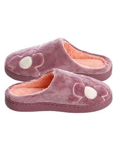 Zapatillas de Estar por Casa para Mujer Zapatillas Casa Invierno Tejido Suave, Estilo Flor Lila 36