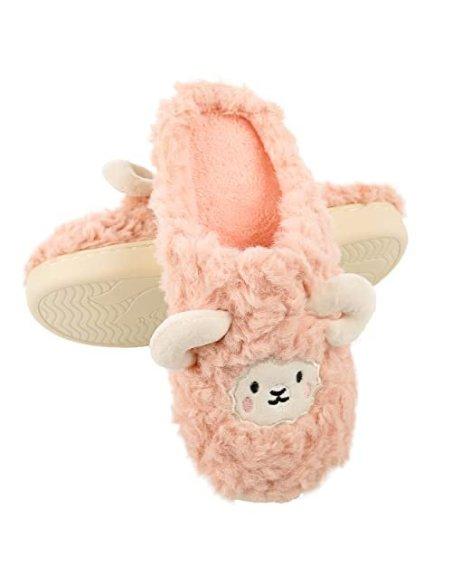 Zapatillas de Estar por Casa para Mujer Zapatillas Casa Invierno Tejido Suave, Estilo Oveja Color Carne 36