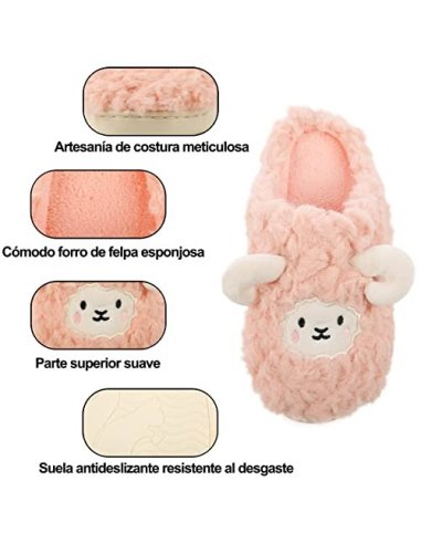 Zapatillas de Estar por Casa para Mujer Zapatillas Casa Invierno Tejido Suave, Estilo Oveja Color Carne 36