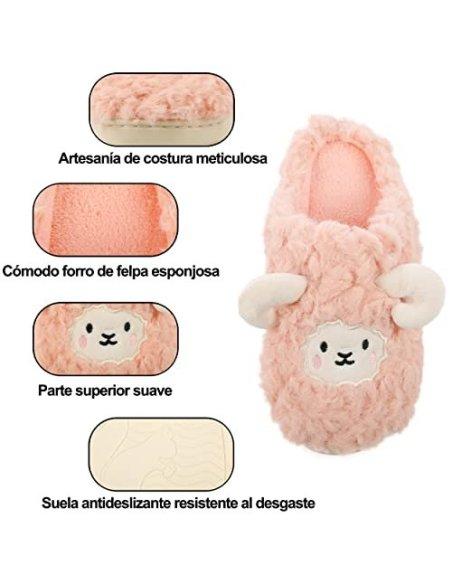 Zapatillas de Estar por Casa para Mujer Zapatillas Casa Invierno Tejido Suave, Estilo Oveja Color Carne 36