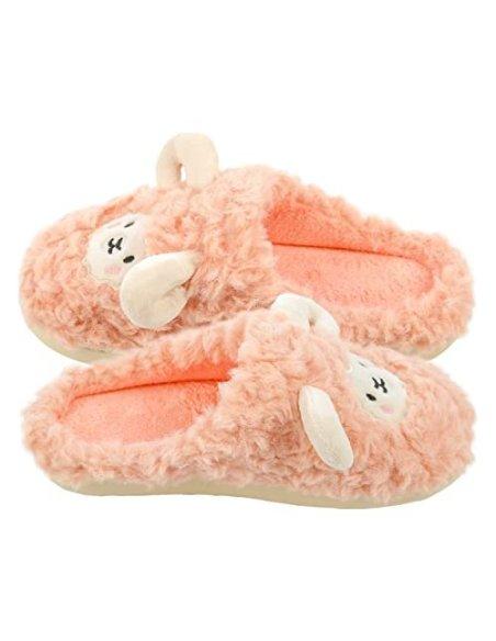 Zapatillas de Estar por Casa para Mujer Zapatillas Casa Invierno Tejido Suave, Estilo Oveja Color Carne 36