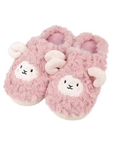 Zapatillas de Estar por Casa para Mujer Zapatillas Casa Invierno Tejido Suave, Estilo Oveja Rosa 36