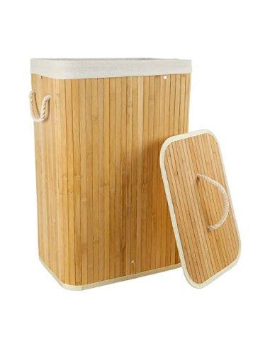 Cesta plegable de bambú para la ropa sucia sin tapa, elementos esenciales  de decoración para cualquier habitación, pequeña, cuadrada, color marrón