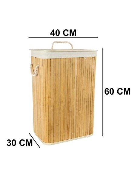 HomCom® Cesto para Ropa Sucia Plegable con Tapa Cubo para Colada Cesta de  Lavandería Rectangular Bambú 70L con Asas 40x30x60cm Marrón
