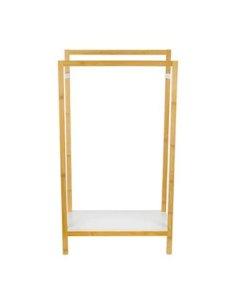 Toallero de Pie con 2 Barras Bambú/MDF Color Blanco y Marrón 45x20x83cm 2