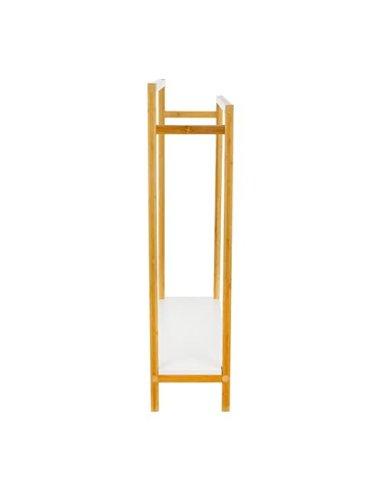 Toallero de Pie con 2 Barras Bambú/MDF Color Blanco y Marrón 45x20x83cm