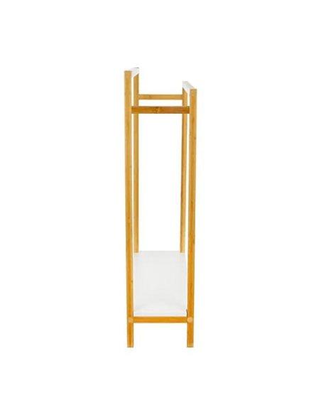 Toallero de Pie con 2 Barras Bambú/MDF Color Blanco y Marrón 45x20x83cm