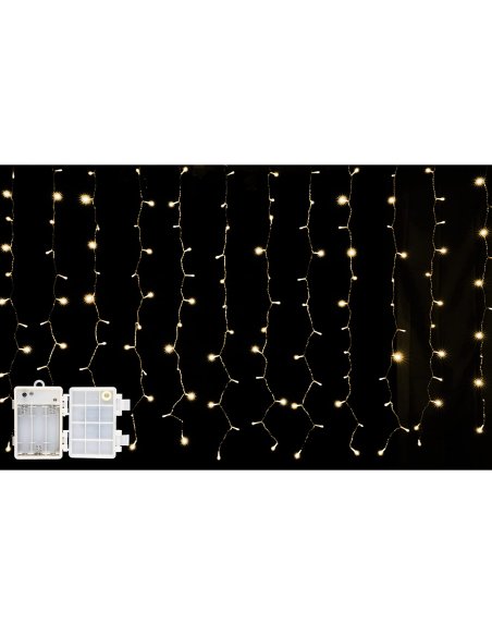 Luz de Cortina Luz Cadena LED Pilas Luces Navidad Exterior Pilas Impermeable IP44 con 8 Modos Exterior y Interior